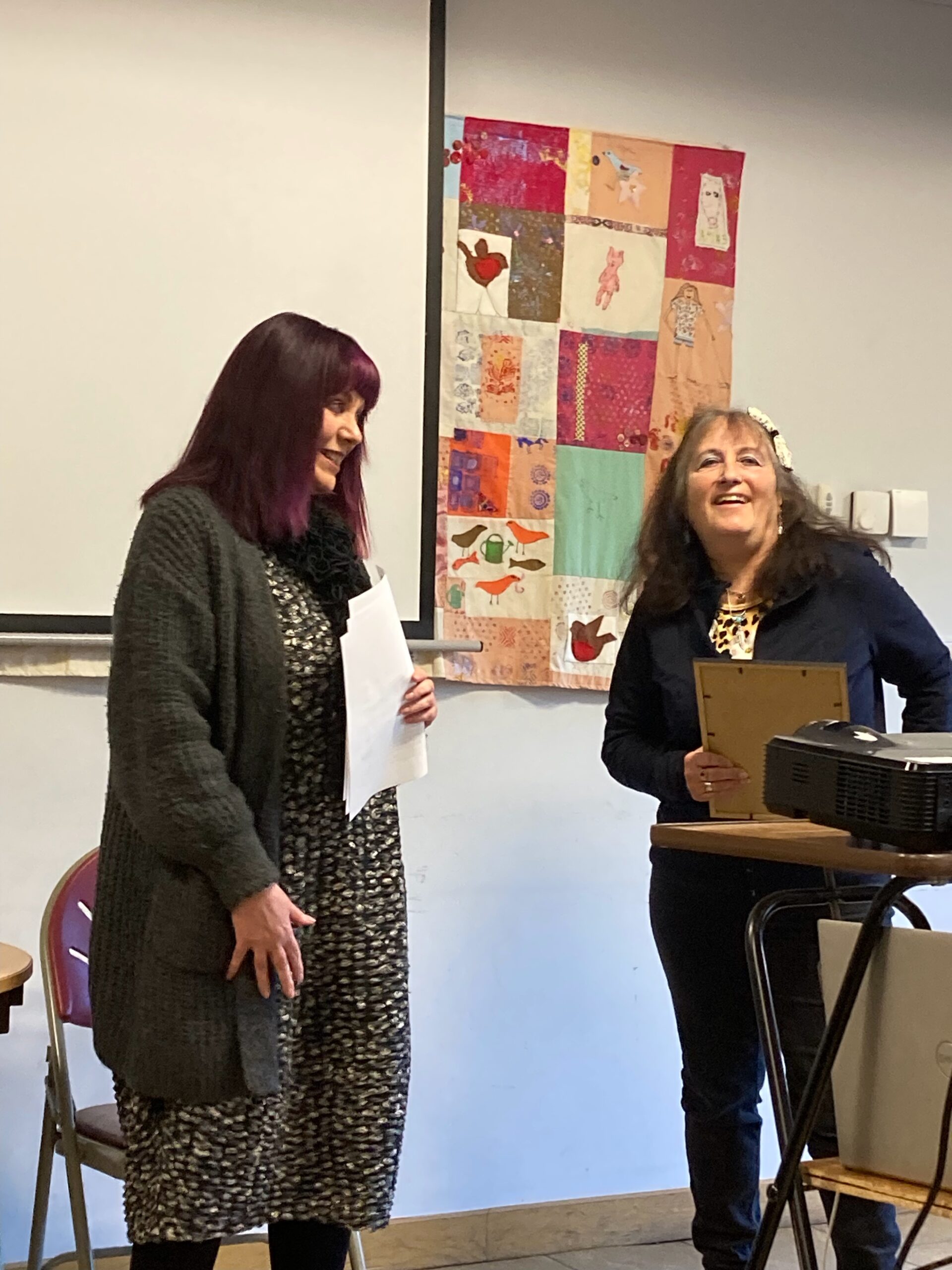 Portland Museum volunteer, Vicky, winning DMA volunteer of the year award