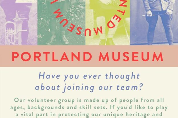 Poster advertising Portland Museum volunteer opportunity
