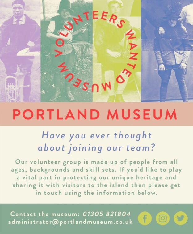 Poster advertising Portland Museum volunteer opportunity