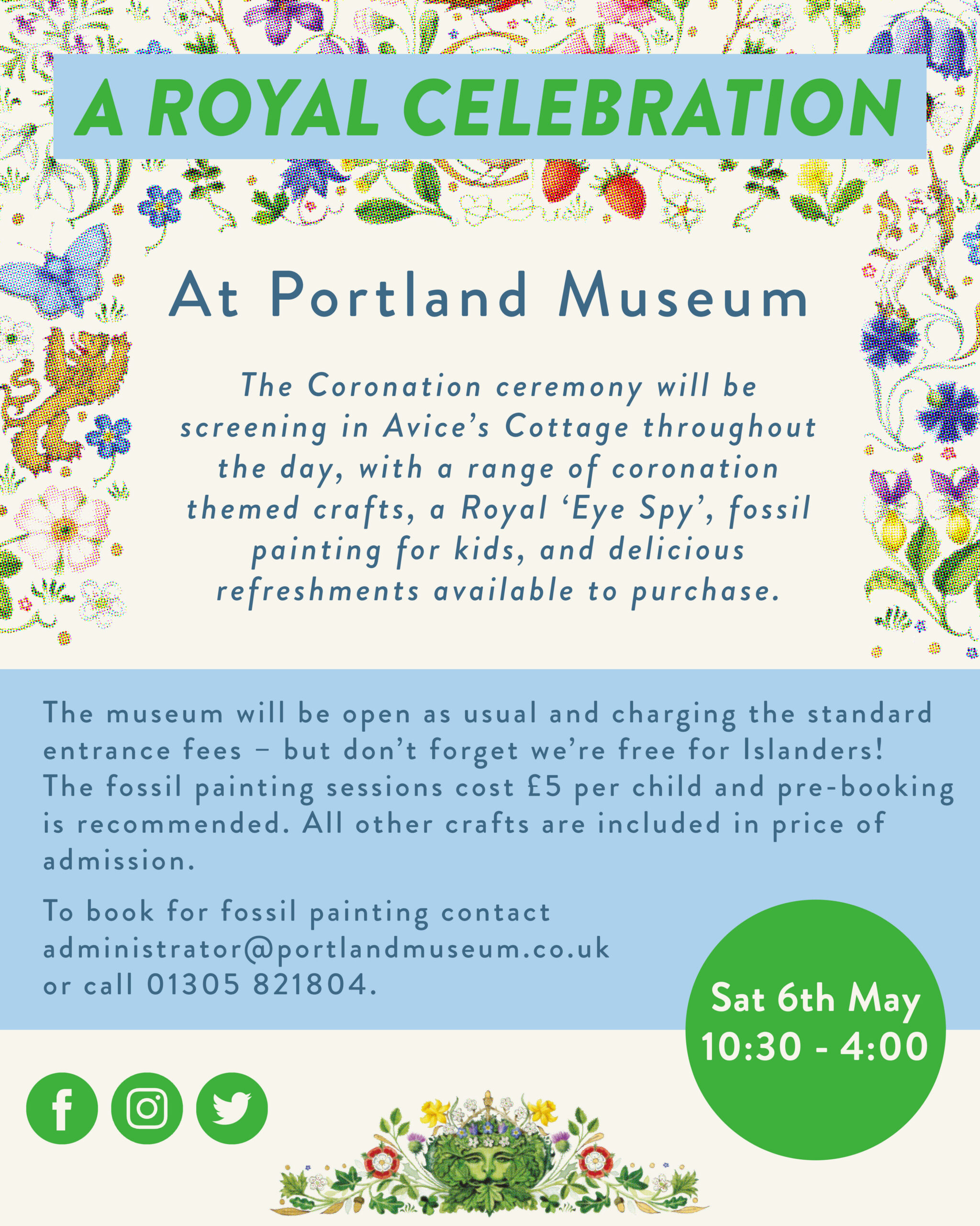 Poster detailing Portland Museum's Coronation event